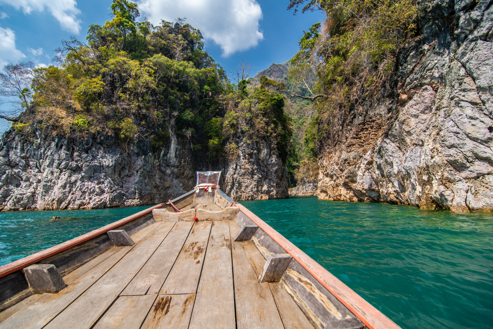 Kayangan Lake Coron viewed from limestone lookout with clear turquoise water below