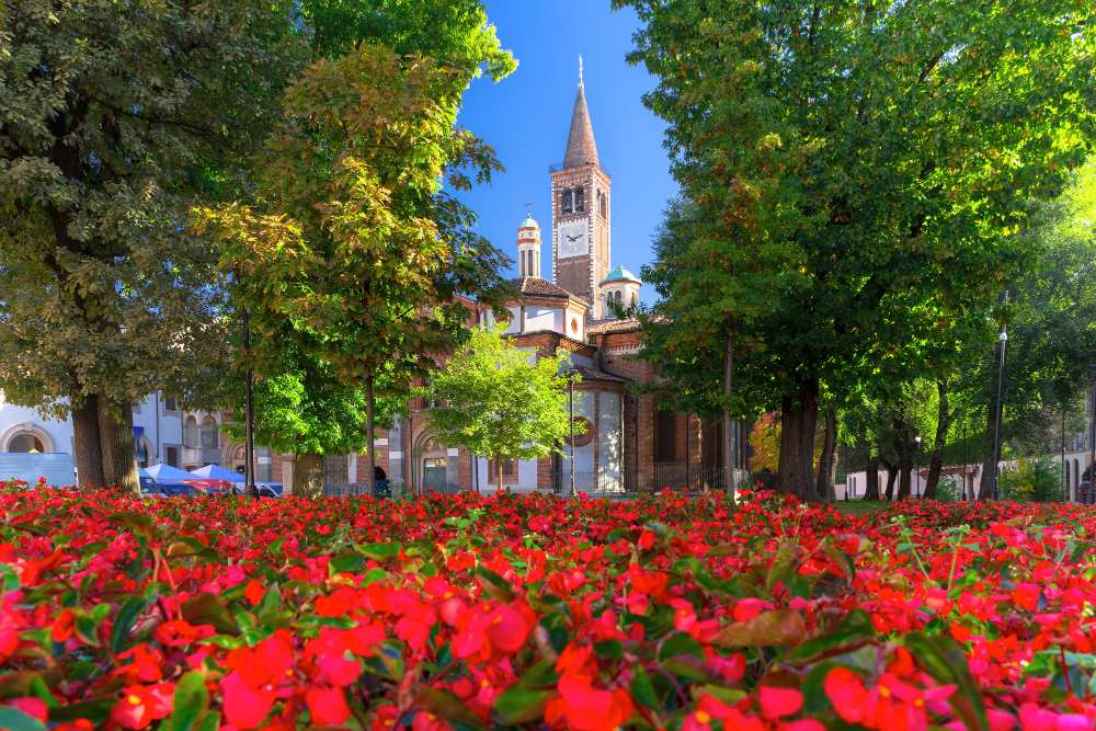 Georgia in April Tbilisi old town with spring greenery and mountains