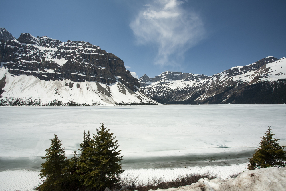 Patagonia in July Snow-capped mountains and icy lake in Patagonia winter