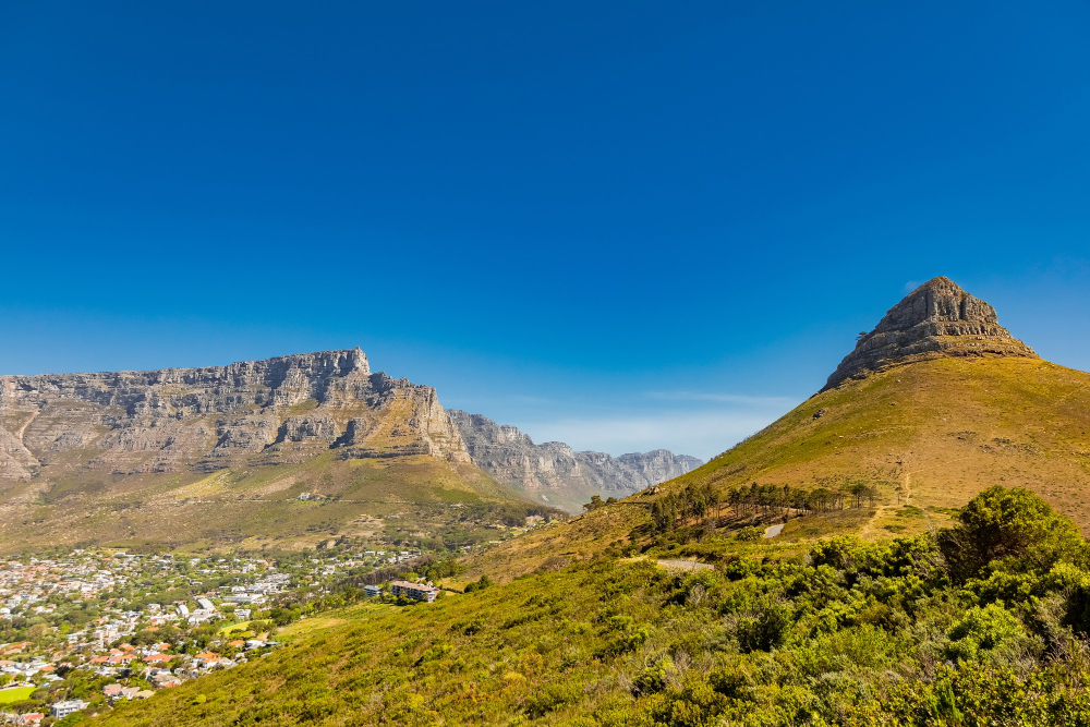 Cape Town in July Table Mountain with clear sky and Cape Town waterfront