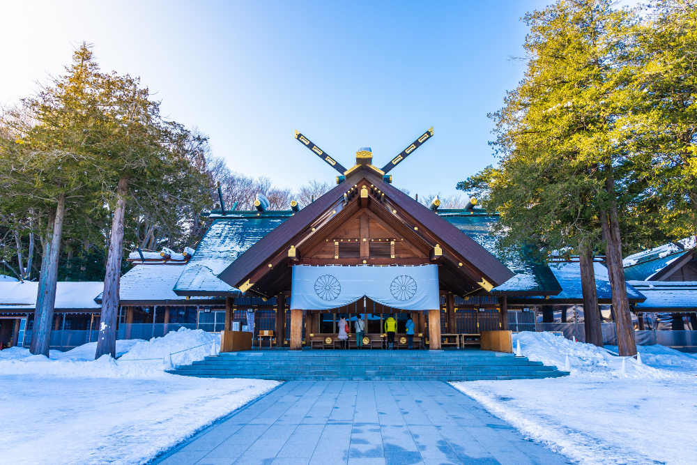 Kyoto in January – clear, cold, and uncrowded Golden Pavilion (Kinkaku-ji) with light snow in Kyoto
