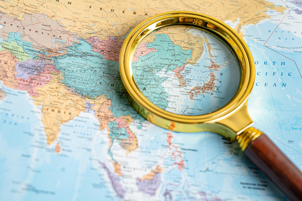 World map with location pins marking potential travel destinations